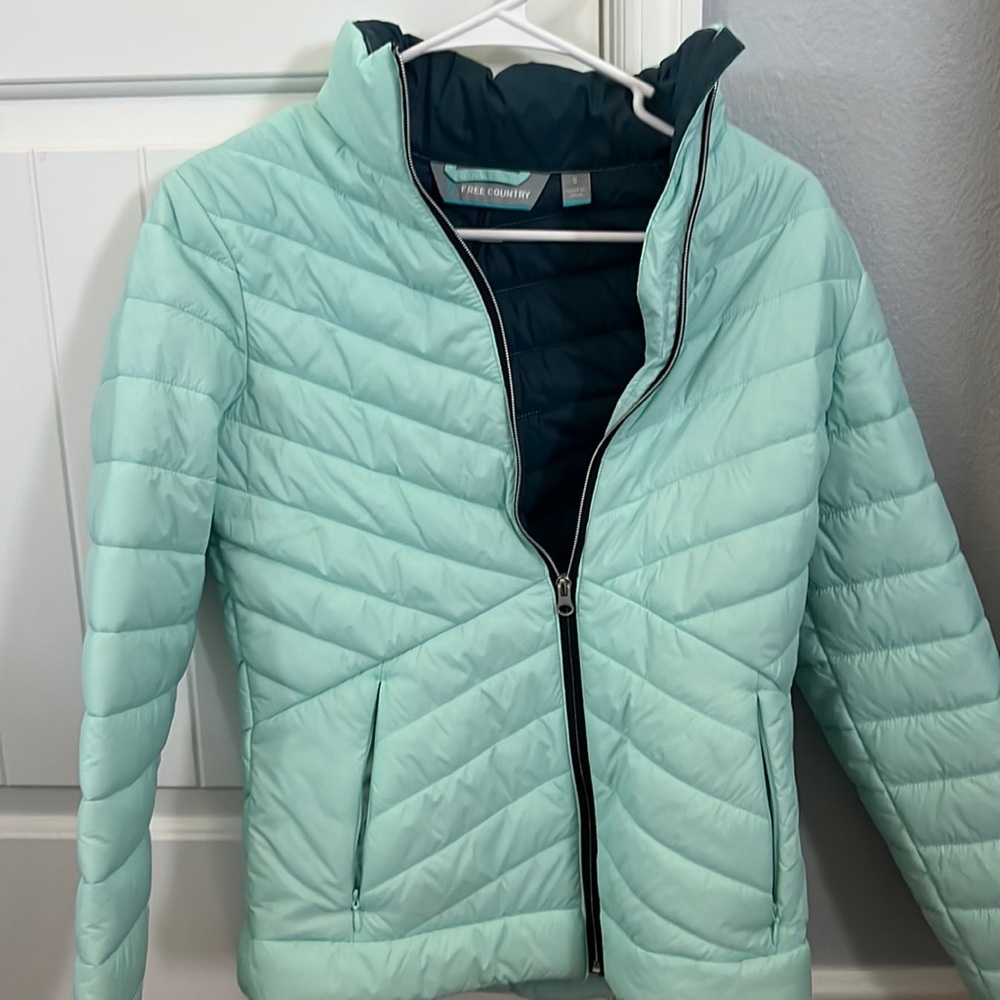 Teal zip up Puffer Jacket